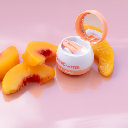 Sweetums Peach Flavored Lip Balm – Hydrating, Glossy Finish