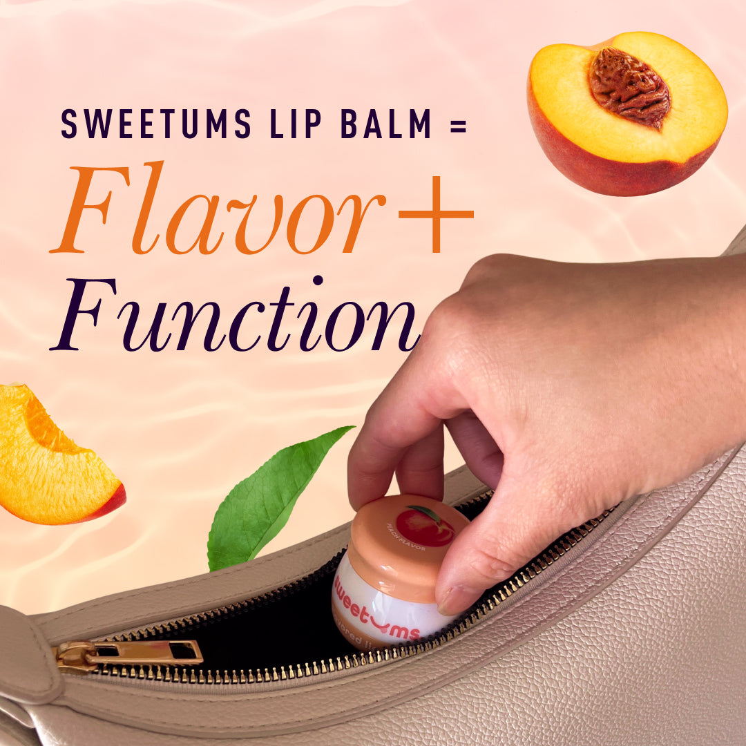 Sweetums Peach Flavored Lip Balm – Hydrating, Glossy Finish