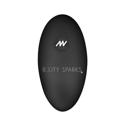 XR Brands Booty Sparks Vibrating Silicone Butt Plug with Optical Fiber Tail – Black/Clear