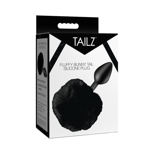 Tailz Fluffy Bunny Tail Silicone Plug – Black