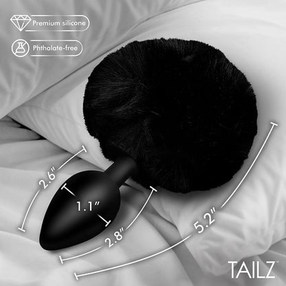 Tailz Fluffy Bunny Tail Silicone Plug – Black