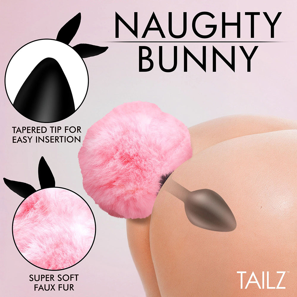 Tailz Fluffy Bunny Tail Silicone Plug - Pink