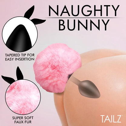 Tailz Fluffy Bunny Tail Silicone Plug - Pink