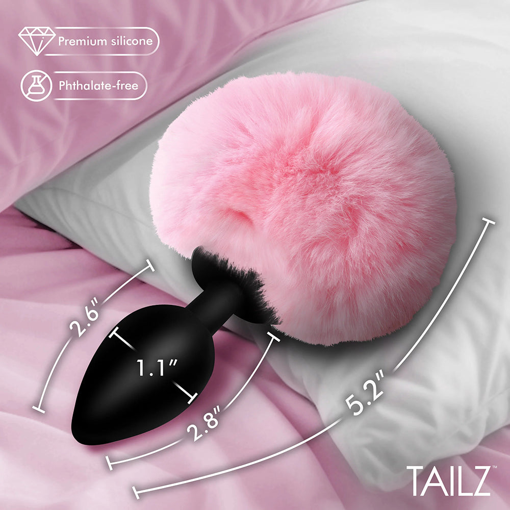 Tailz Fluffy Bunny Tail Silicone Plug - Pink