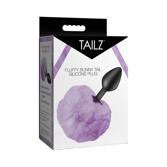 Tailz Fluffy Bunny Tail Silicone Plug - Purple - Body-Safe Silicone