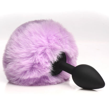 Tailz Fluffy Bunny Tail Silicone Plug - Purple - Body-Safe Silicone