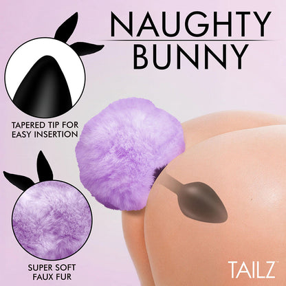 Tailz Fluffy Bunny Tail Silicone Plug - Purple - Body-Safe Silicone