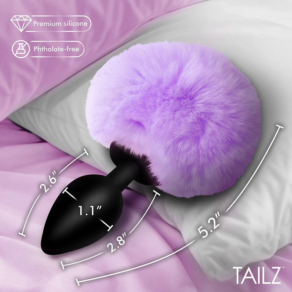 Tailz Fluffy Bunny Tail Silicone Plug - Purple - Body-Safe Silicone