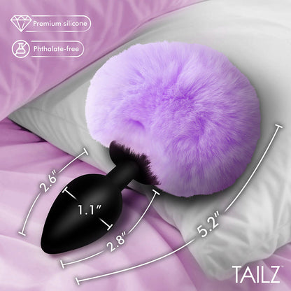 Tailz Fluffy Bunny Tail Silicone Plug - Purple - Body-Safe Silicone