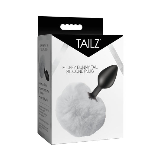 Tailz Fluffy Bunny Tail Silicone Plug – White