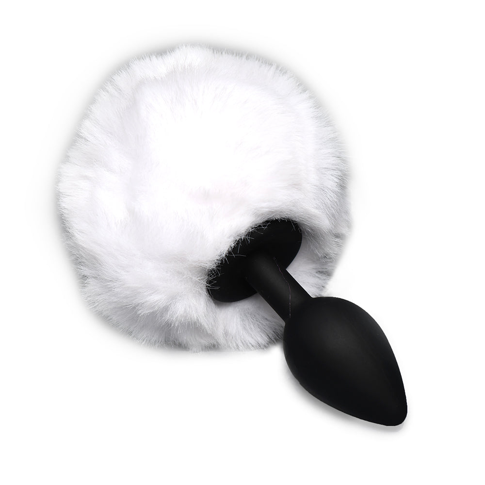 Tailz Fluffy Bunny Tail Silicone Plug – White
