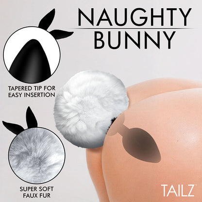 Tailz Fluffy Bunny Tail Silicone Plug – White