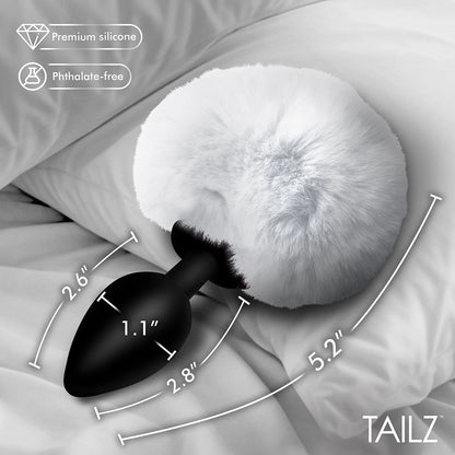 Tailz Fluffy Bunny Tail Silicone Plug – White