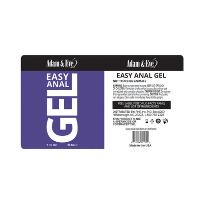 Adam & Eve Easy Anal Gel – Desensitizing Anal Gel with 3.5% Lidocaine – 1 fl. oz