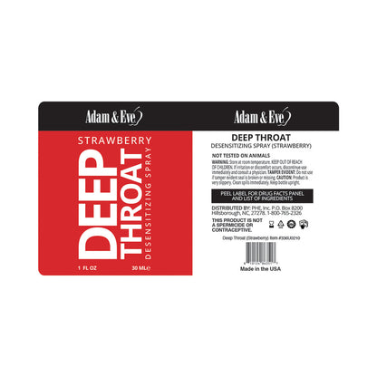 Adam & Eve Deep Throat Desensitizing Spray – Strawberry Flavor – 1 fl. oz.