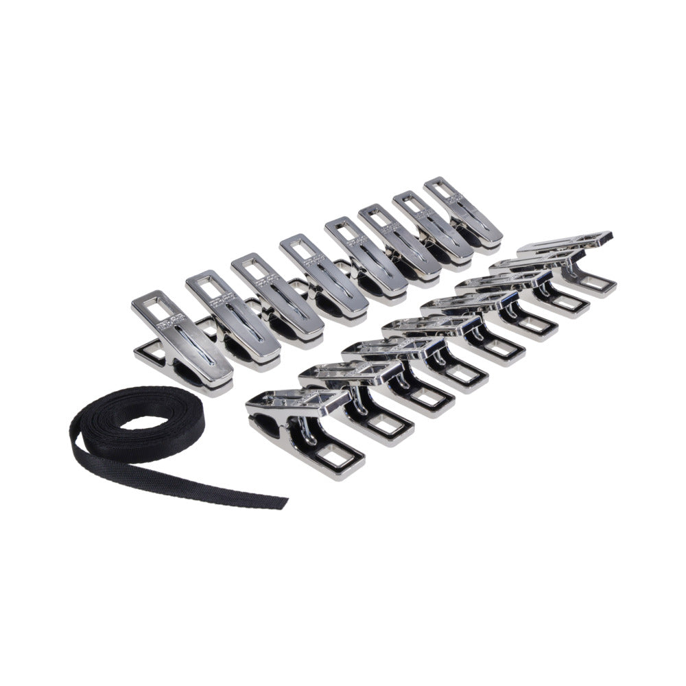 Sportsheets Edge Body Zipper Clothes Pins – Silver, 16 Clamps with Silicone Lining