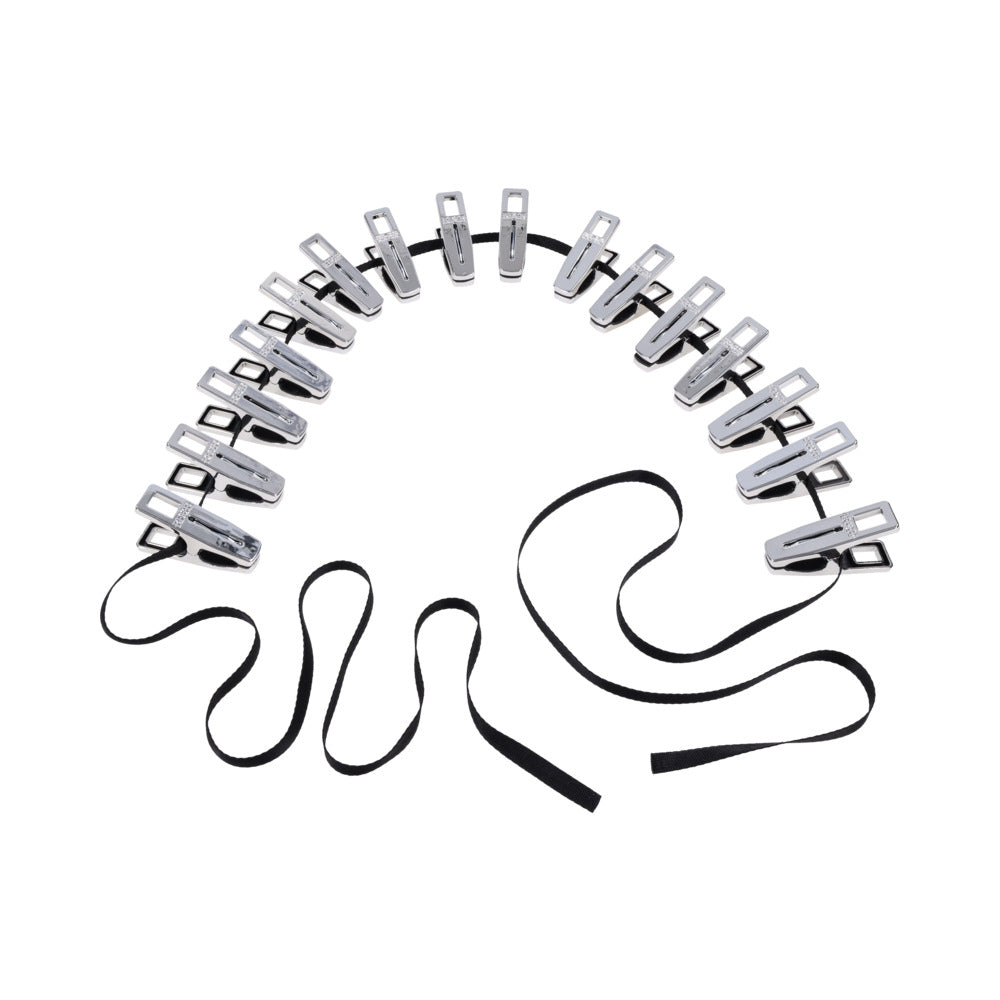 Sportsheets Edge Body Zipper Clothes Pins – Silver, 16 Clamps with Silicone Lining