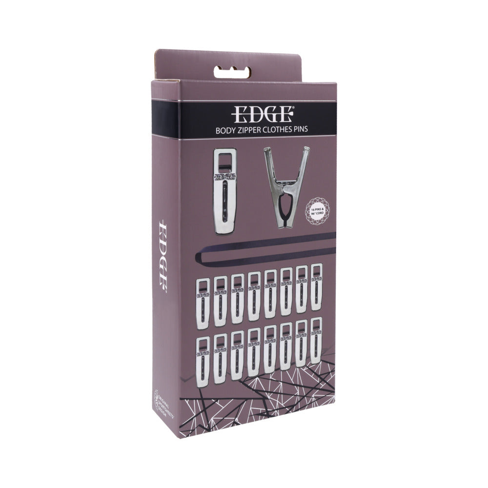 Sportsheets Edge Body Zipper Clothes Pins – Silver, 16 Clamps with Silicone Lining