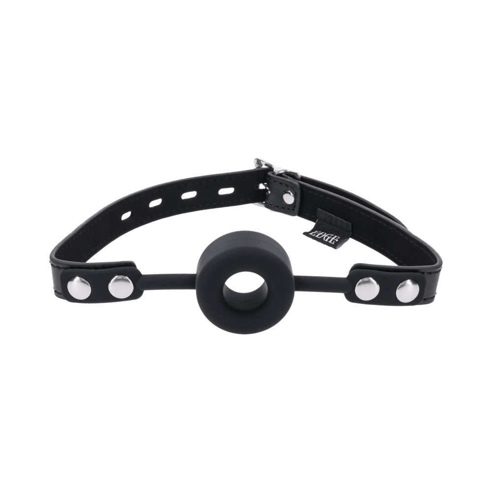 Sportsheets Edge Silicone Ring Gag – Black – Breathable Design with Adjustable Strap