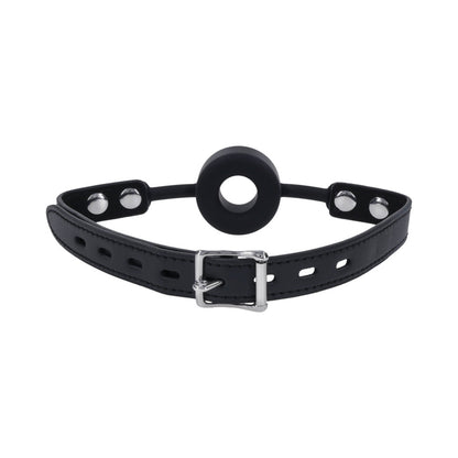 Sportsheets Edge Silicone Ring Gag – Black – Breathable Design with Adjustable Strap