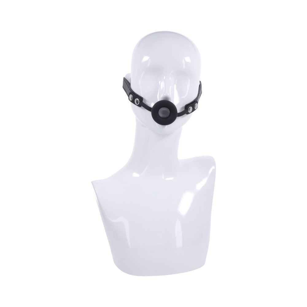 Sportsheets Edge Silicone Ring Gag – Black – Breathable Design with Adjustable Strap
