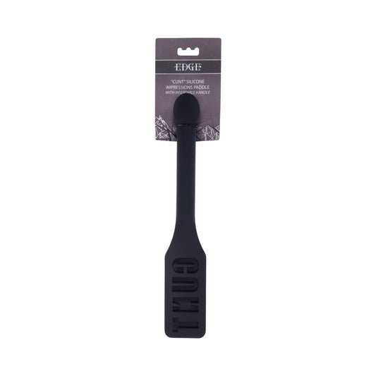 Sportsheets Edge CUNT Silicone Paddle - Black - Flexible Design with Metal Reinforced Handle