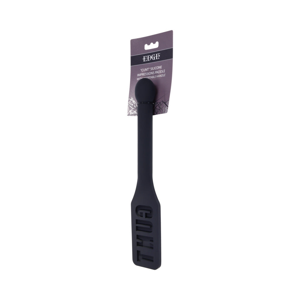 Sportsheets Edge CUNT Silicone Paddle - Black - Flexible Design with Metal Reinforced Handle