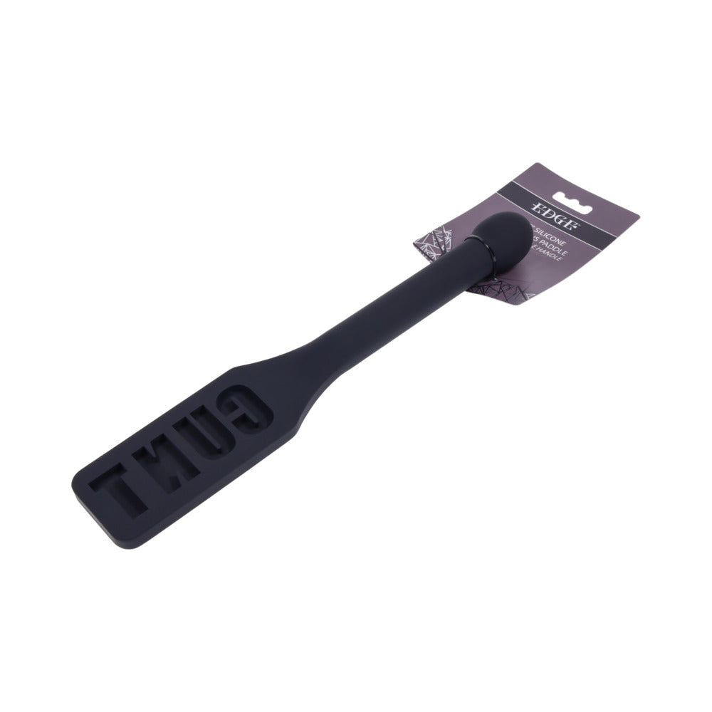 Sportsheets Edge CUNT Silicone Paddle - Black - Flexible Design with Metal Reinforced Handle