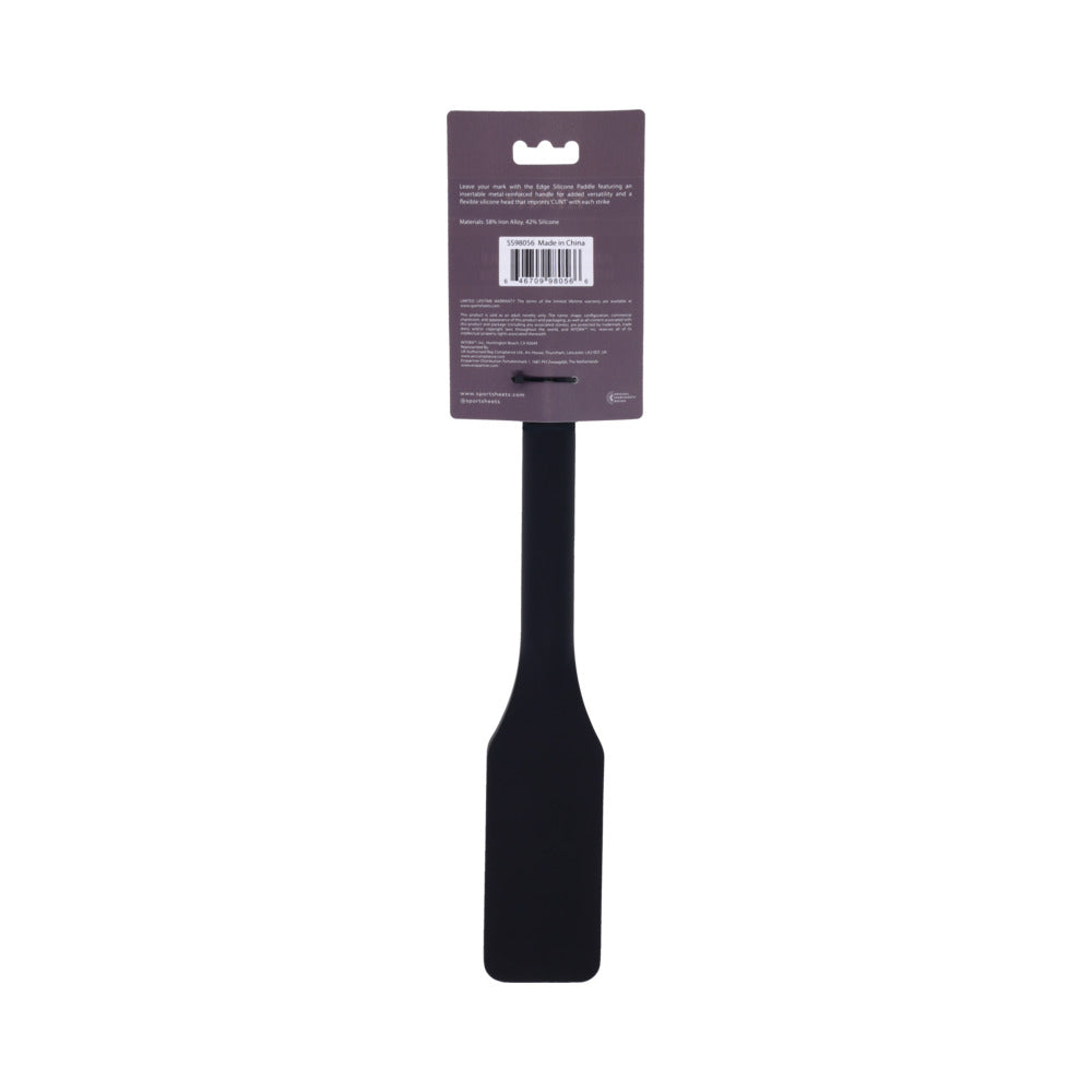 Sportsheets Edge CUNT Silicone Paddle - Black - Flexible Design with Metal Reinforced Handle