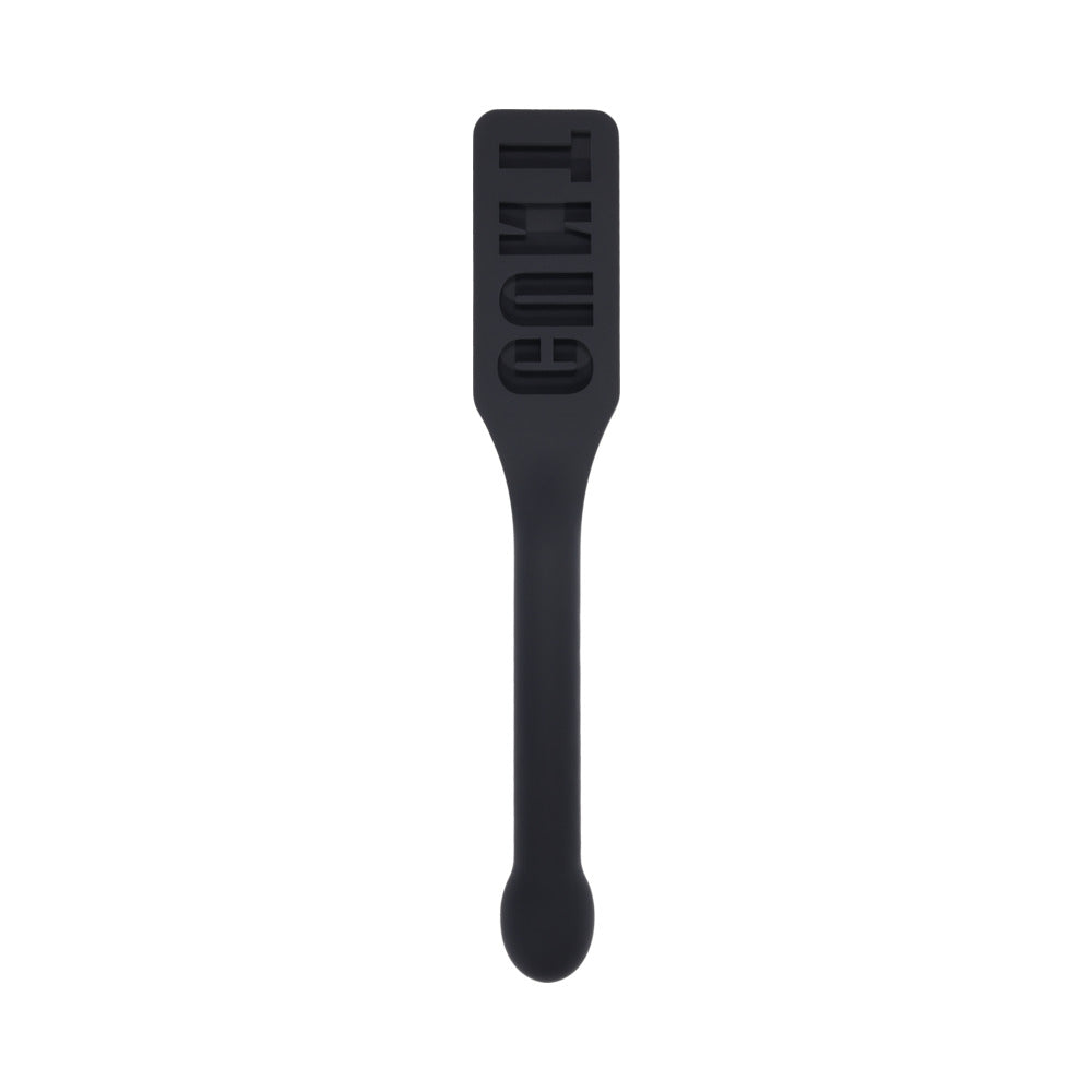Sportsheets Edge CUNT Silicone Paddle - Black - Flexible Design with Metal Reinforced Handle