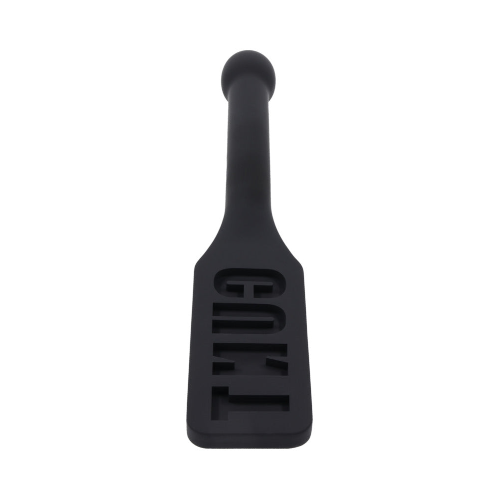 Sportsheets Edge CUNT Silicone Paddle - Black - Flexible Design with Metal Reinforced Handle