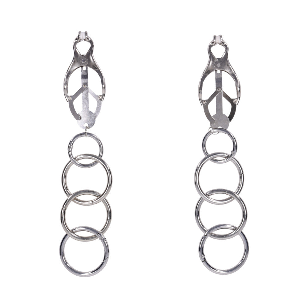 Sportsheets Edge Tuggable Clover Clamps – Silver Nipple Clamps with Progressive Pressure