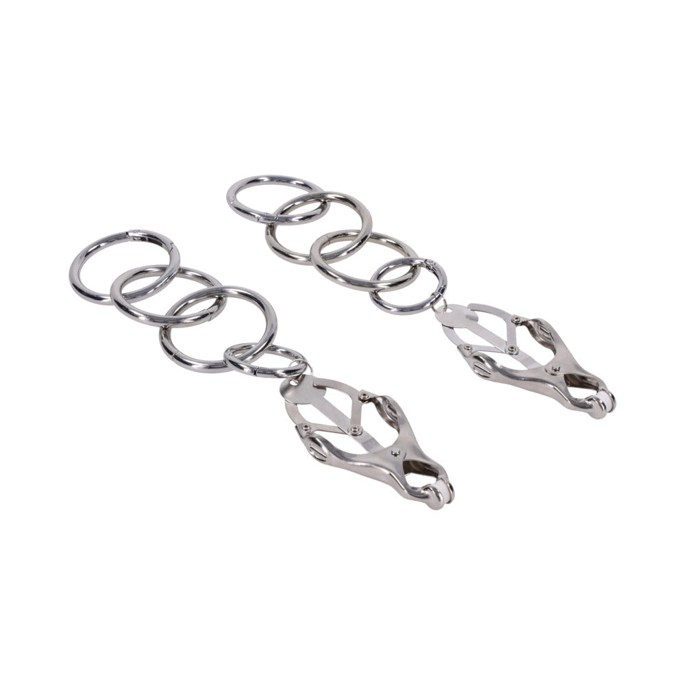 Sportsheets Edge Tuggable Clover Clamps – Silver Nipple Clamps with Progressive Pressure