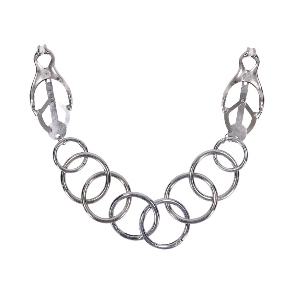 Sportsheets Edge Tuggable Clover Clamps – Silver Nipple Clamps with Progressive Pressure