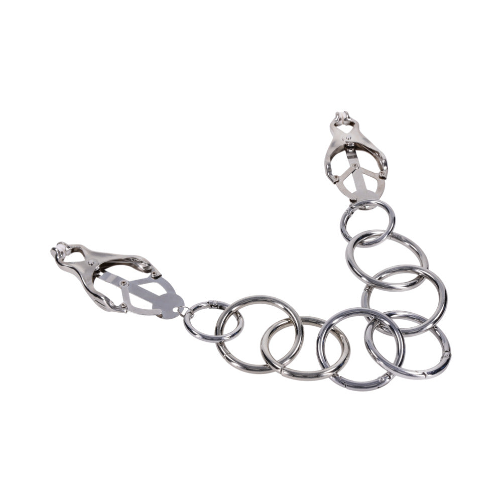Sportsheets Edge Tuggable Clover Clamps – Silver Nipple Clamps with Progressive Pressure
