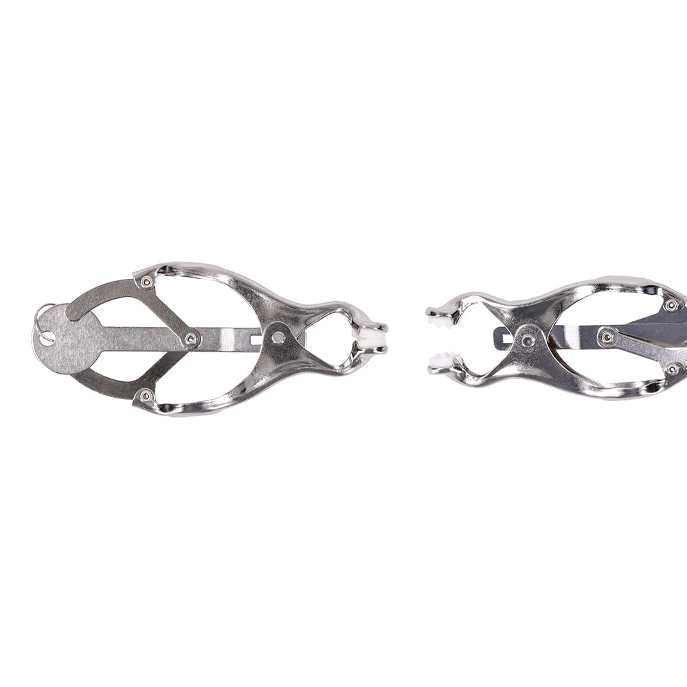 Sportsheets Edge Tuggable Clover Clamps – Silver Nipple Clamps with Progressive Pressure