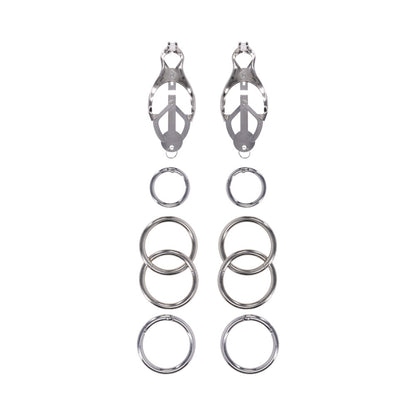 Sportsheets Edge Tuggable Clover Clamps – Silver Nipple Clamps with Progressive Pressure
