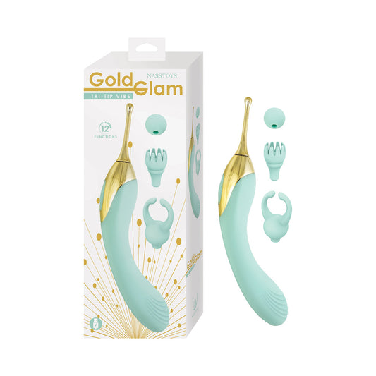 Nasstoys Gold Glam Tri Tip Vibe – Aqua – 12 Functions
