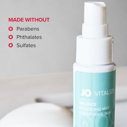 JO Vitalize Balance Refreshing Intimate Mist 2 oz – pH Balanced Rosewater Spray