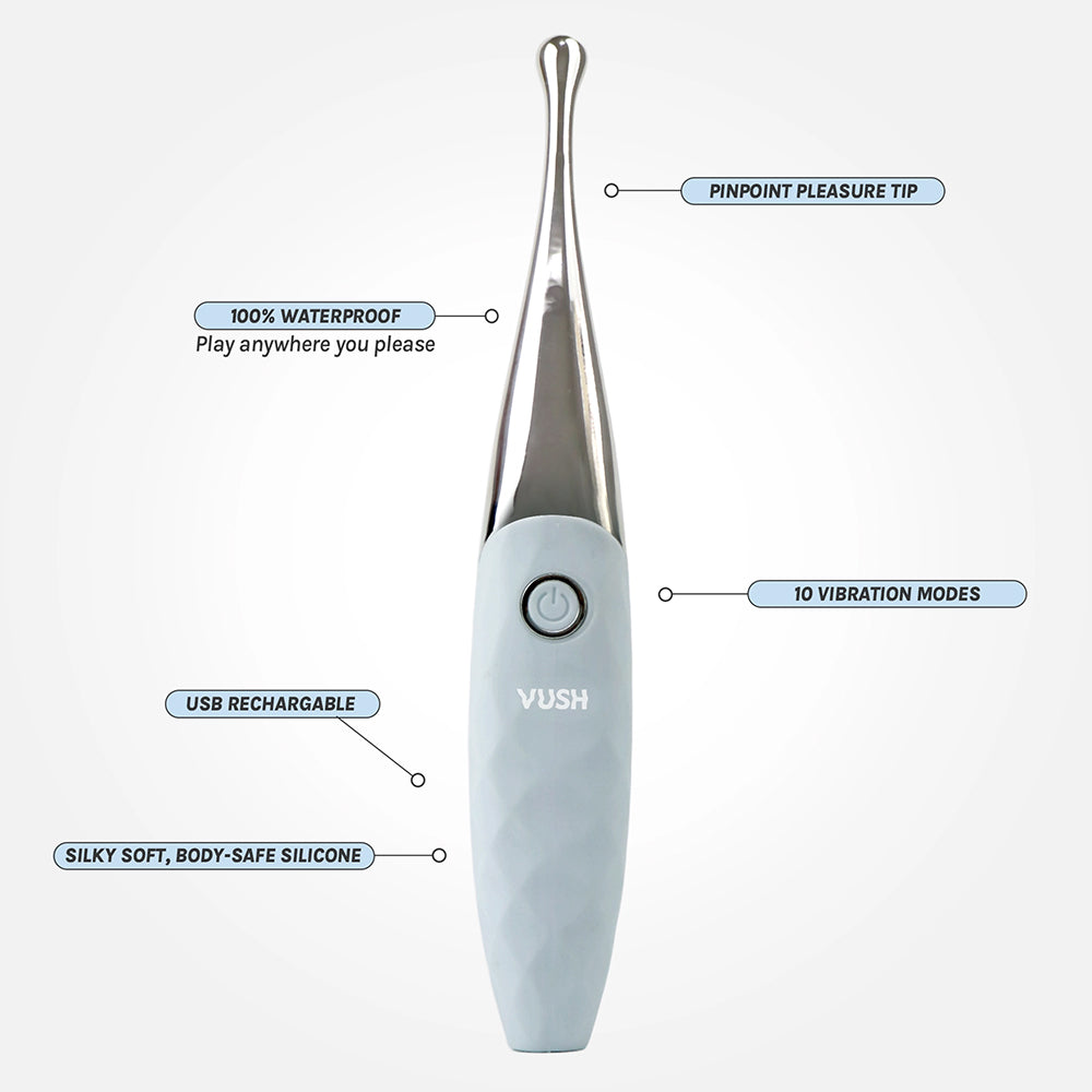 VUSH Essentials Wand Tip Vibrator – High-Frequency Silicone Massager – Gray