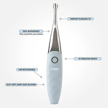 VUSH Essentials Wand Tip Vibrator – High-Frequency Silicone Massager – Gray