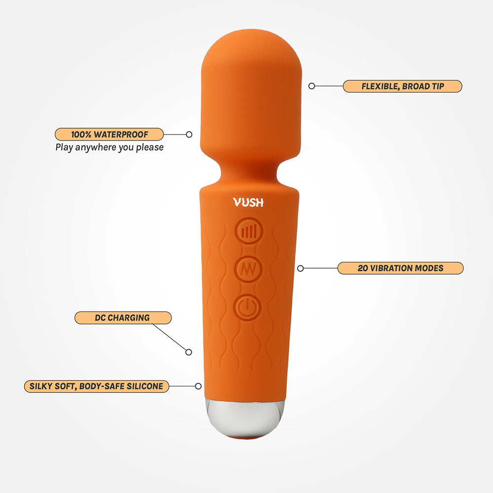 VUSH Essentials Mini Wand Vibrator – Orange