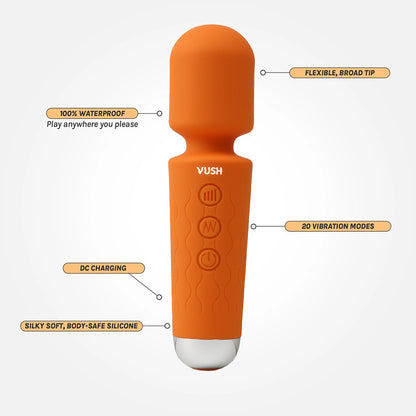 VUSH Essentials Mini Wand Vibrator – Orange