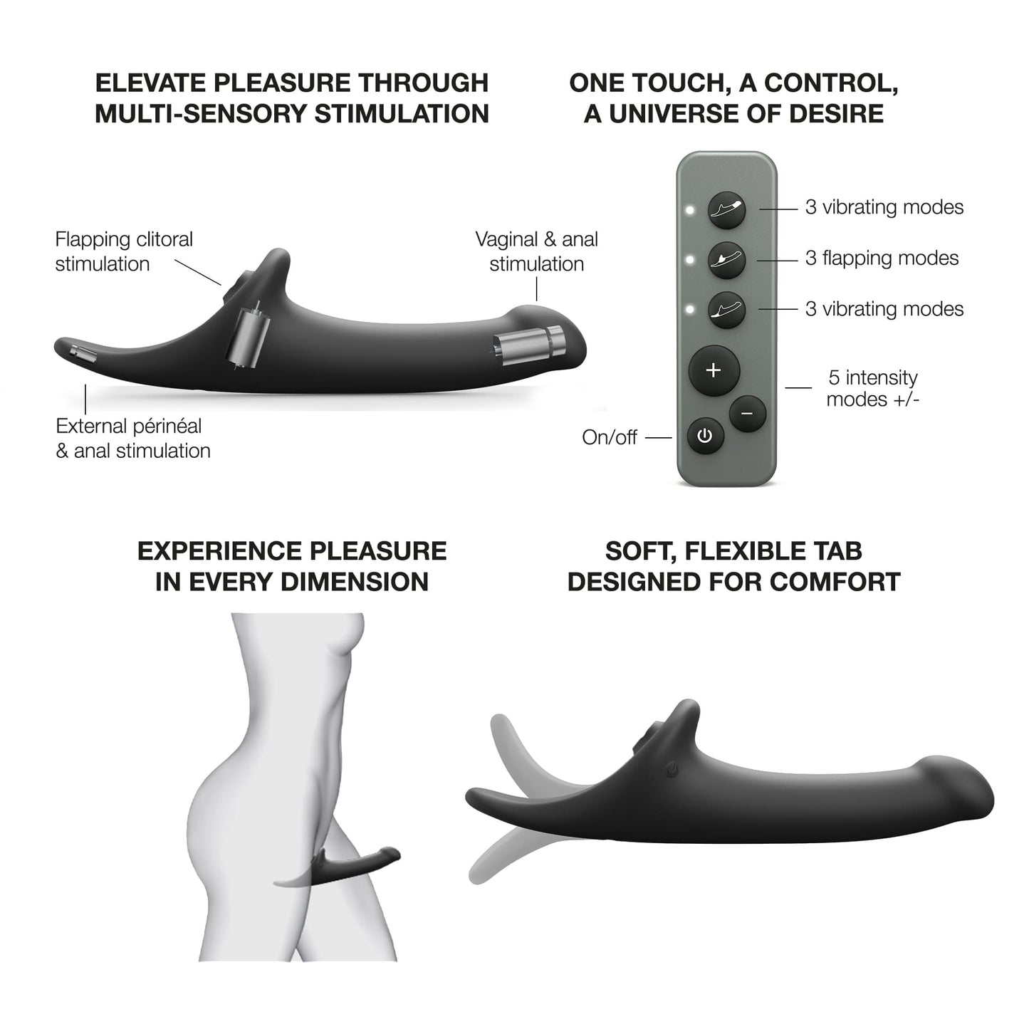 Lovely Planet Strap-On-Me Multi Orgasm Dildo Medium – Black