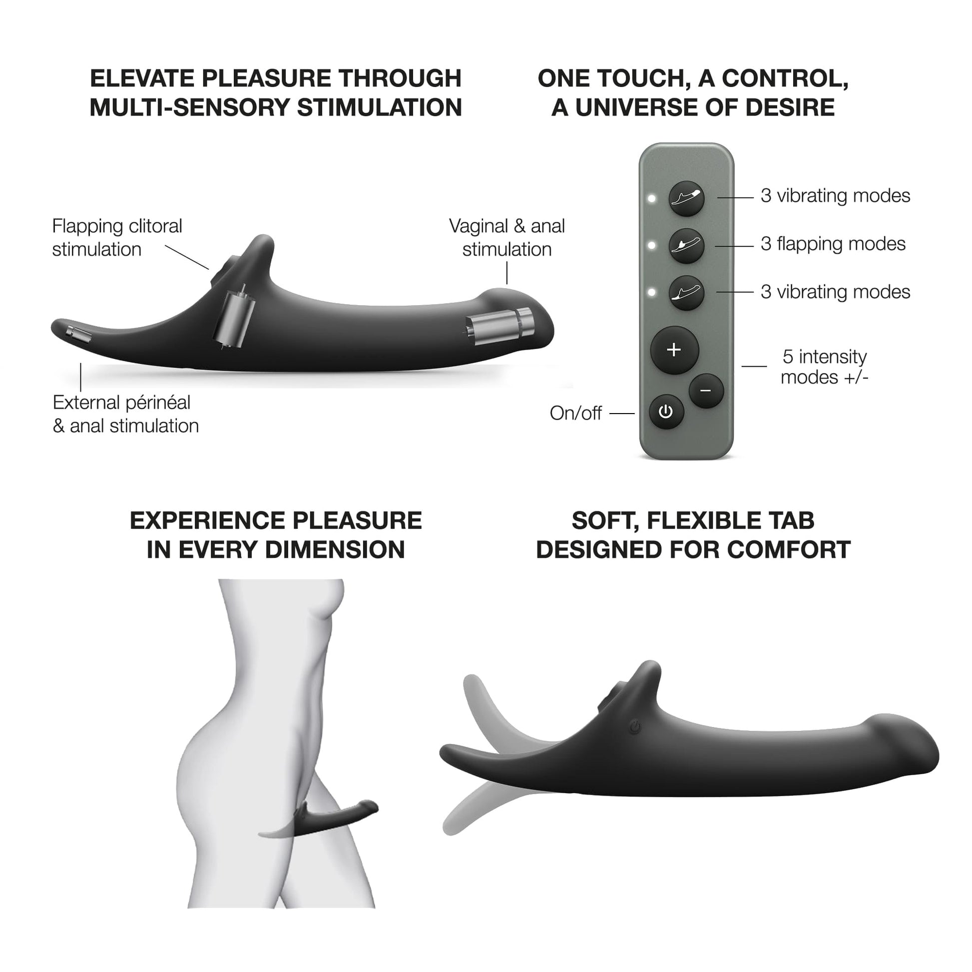 Lovely Planet Strap-On-Me Multi Orgasm Dildo Medium – Black