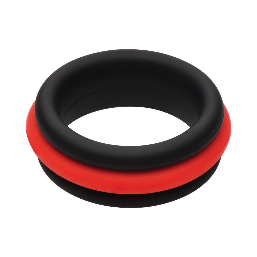 Curve Novelties JOCK Enhancers Set of 3 - 2-in-1 Silicone C-Rings - Black and Red