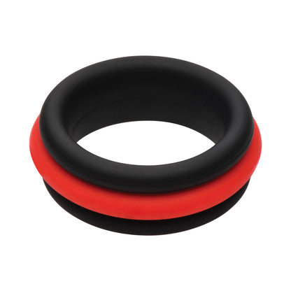 Curve Novelties JOCK Enhancers Set of 3 - 2-in-1 Silicone C-Rings - Black and Red