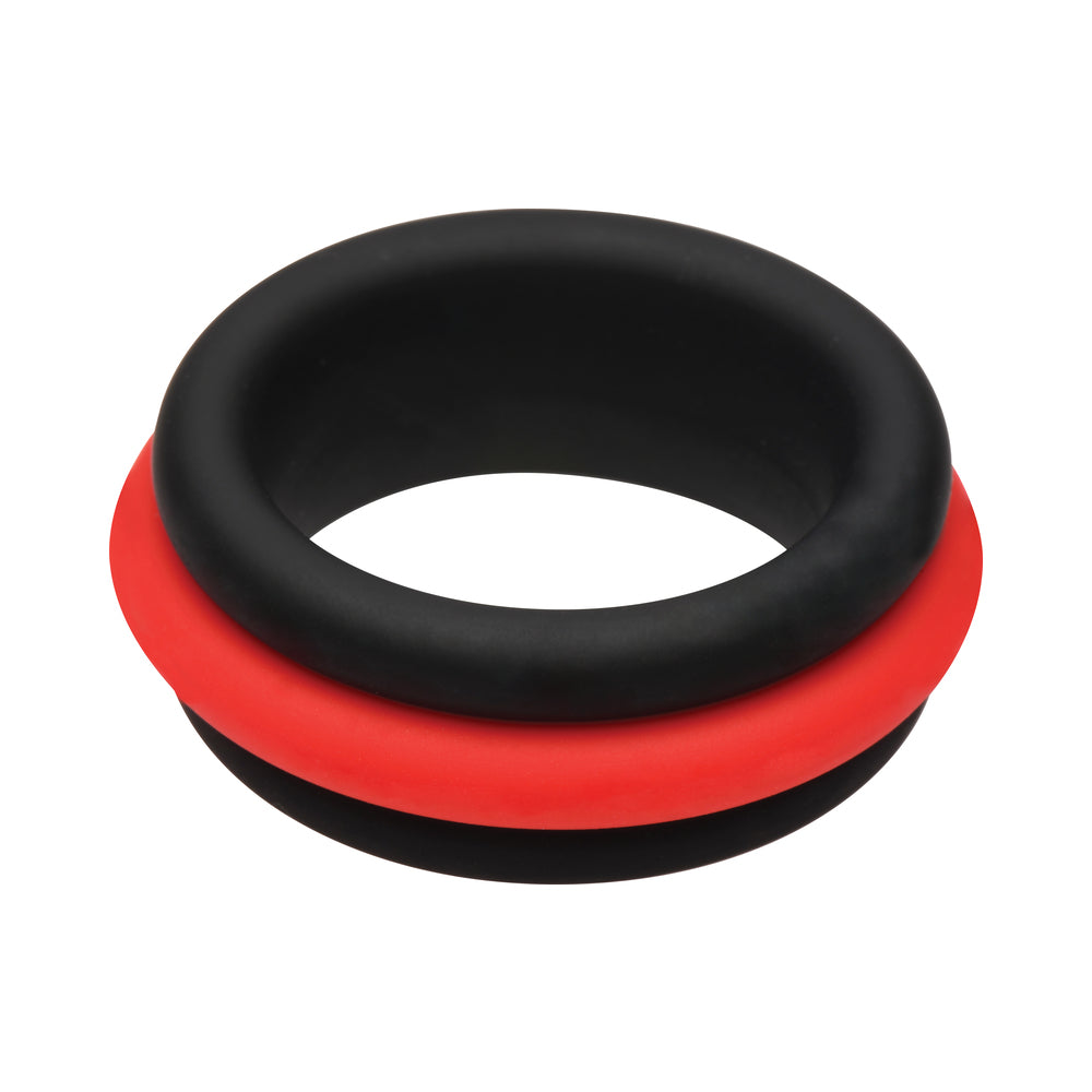 Curve Novelties JOCK Enhancers Set of 3 - 2-in-1 Silicone C-Rings - Black and Red