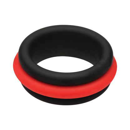 Curve Novelties JOCK Enhancers Set of 3 - 2-in-1 Silicone C-Rings - Black and Red