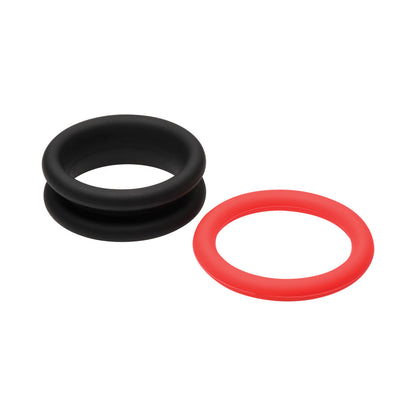 Curve Novelties JOCK Enhancers Set of 3 - 2-in-1 Silicone C-Rings - Black and Red
